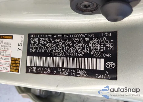 2009 Toyota Prius z USA, uszkodzony, nr VIN JTDKB20U197861662